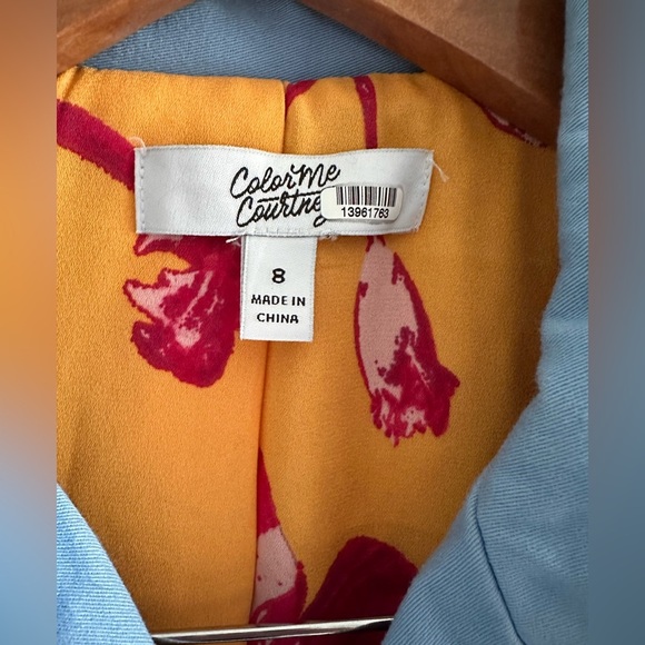 Color Me Courtney Dennis BikerJacket in Blue Sz 8 - Picture 6 of 7